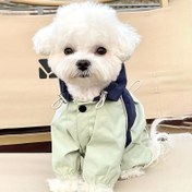 Resim Su geçirmez Evcil Hayvan Yağmurluğu Kapüşonlu - Şık İki Tonlu Tasarım, Küçük Köpekler ve Kediler için Düğme Kapatma, Açık Yeşil PVC Malzeme, Sadece Elde Yıkama, Teddy ve Bichon Irkları için Mükemmel, Köpek Yağmurluğu 
