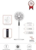 Resim Torima SF-02 Beyaz Ayaklı 16'' İnc 60W 3 Kademe 7 Pervaneli Kumandalı Diğital Ekranlı Vantilatör Fan 
