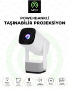 Resim HALL BREATHE Taşınabilir 4K 1080p Android Projeksiyon Cihazı Hoparlörlü, Bataryalı, Beyaz 