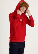 Resim Bayrak Kırmızı Kapüşonlu Nakışlı Pamuklu Sweatshirt Kigili