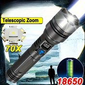 Resim 1 adet Ultra-Parlak LED El Feneri Dijital Ekranlı - USB Şarj Edilebilir, Uzatılabilir Alüminyum Alaşım Fener, Lityum Pil, Dış Mekan Acil Aydınlatma, Kamp Ekipmanı için Taktiksel Tasarım | Yüksek Parlaklık El Feneri | Dayanıklı El Feneri 