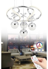 Resim İstanbul Avize Rodin Kumandalı 4'lü Gümüş Sarkıt 3 Renk Led Modern Ledli Avize 