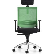 Resim Bürotime Cozy Başlıklı Çalışma Koltuğu - Sabit T Kol - Alüminyum Ayak - Siyah/yeşil 