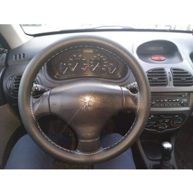 Resim Dikişli Direksiyon Kılıfı Siyah Deri Gri Dikiş Peugeot 206 İçin Gri 