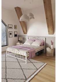 Resim Argimo Bella Çift Kişilik Ferforje Metal Karyola Beyaz 140 x 190 