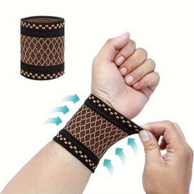 Resim 1 adet Ayarlanabilir Bakır Bilek Eklem Sıkıştırma Kolluğu - Elastik Destek Kolu, Rahat ve Nefes Alabilen, Tipleme ve Fitness Egzersizleri için İdeal, Erkekler ve Kadınlar için Uygun, Naylon Malzeme, Bilek Destek Kolu|Elastik Bileklik|Nefes Alabilen Kumaş 