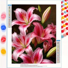 Resim 1 Takım 5D Elmas Boyama Seti - Yuvarlak Taşlı Pembe & Beyaz Zambaklar Çiçek Mozaik Sanatı, Kalp Şeklinde Merkezli Canlı Renkler (Pembe, Beyaz, Yeşil, Sarı, Kahverengi) - Ev Dekoru için Ramasız DIY Tam Rhinestone Resim, Noel, Anneler Günü, Doğum Günü, Yıl Dönümü Hediyesi, Aile Partisi Etkinliği, Önceden Baskılı Tuval ve Renk Kodlu Taytlar Dahil, Kolay Anlaşılır Talimatlar, Mini Elmas Boyama Kitleri ile Diyamant Art Dergiler ve Defter Kutuları 