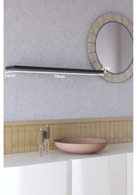 Resim Yankı-BYEG 70 cm Mat Siyah Mdf Duvar Rafı Gizli Bağlantı Kitaplık 