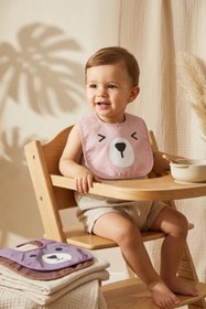 Resim Babydonat Beary Comfort 3'lü Paket Sıvı Geçirmez Leke Tutmaz Ayıcık Figürlü Bebek Mama Önlüğü Seti - Pastel Re 