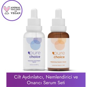 Resim Pure choice cilt aydınlatıcı, nemlendirici ve onarıcı serum seti (c vitamini serum + ha serum 2'li set) 