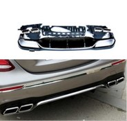 Resim Mercedes W213 E Serisi 2017+ Uyumlu E63 Sılver Difüzör & Sılver Egzoz Seti / Normal Sedan 