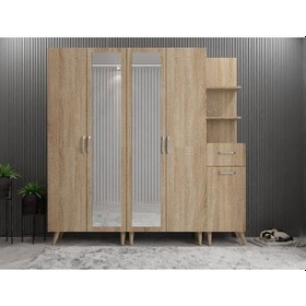 Resim Açelya Portmanto Vestiyer Ayakkabılık Meşe M1 200cm Montaj Dahil 