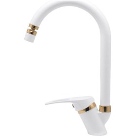 Resim Kustar Olinda Altın Beyaz Mutfak Eviye Bataryası 