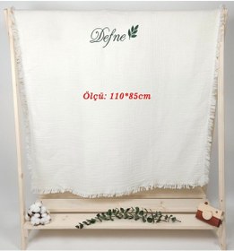 Resim 4 Katlı Müslin %100 Pamuk Çok Amaçlı Bebek Battaniyesi-kişiye Özg Koyuyeşil Koyu Yeşil 