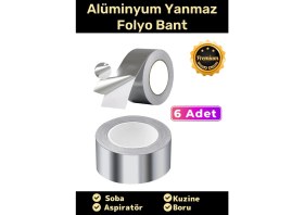 Resim Carlburn Özel Suya Sıcaklığa Dayanıklı Tamir Soba Boru Yama Alüminyum Yanmaz Folyo Bant 45MM - 5mt - 6 Adet 