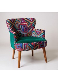 Resim Azra Mobilya Modern Tasarım Dijital Baskılı Babyface Kumaş Berjer Renkli Desen Tekli Koltuk - Yeşil Yeşil 