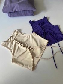 Resim Önü Bağlama Crop (krem) - XS 