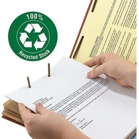 Resim AyrStore Geri Dönüşümlü Baskı Panosu Sınıflandırma Dosya Klasörü, 3 Bölücü, 3 "genişletme, Mektup Boyutu, Kırmızı, Kutu Başına 10 (14099) 
