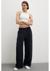 Resim Never More Geniş Paça Palazzo Pantolon Lacivert 