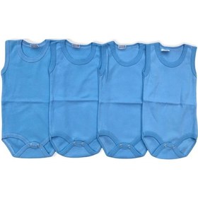 Resim Salar Ticaret Salarticaret Bebek Basic Ribana Bisiklet Yaka 4Lü Atlet Body - Mavi 
