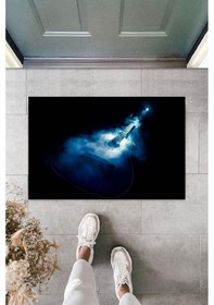 Resim Dijital Baskı Siyah Mavi Gitar Kapı Paspası K-2111 