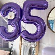 Resim Yeni 32 İnç Mor Alüminyum Folyo Numara Balonları - Doğum Günü, Düğün, Sevgililer Günü Parti Süslemeleri İçin İdeal, Noel ve Şükran Günü için Mükemmel 