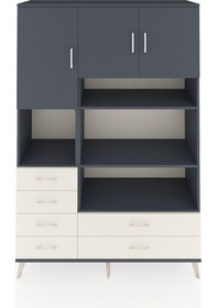Resim Hyperion Dolap 9 Raflı 6 Çekmeceli 3 Kapaklı 132x44x195 Antrasit-antrasit/aytaşı Antrasıt/aytası 