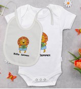 Resim Bitmeyen Kartuş Bk Kids Hello Summer Tasarımlı Bebek Body Zıbın Ve Mama Önlüğü Hediye Seti - Model 1 