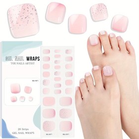 Resim EBANKU 24 Jel Tırnak Stickerları - Salon Kurutmalı / LED Jel Ayak Tırnağı Şeritleri, Gradyan Pembe Mat Bitiş, Orta Oval Form, 3 Hafta Dayanıklı, Kolay Uygulama & Çıkarma, Zararsız Manikür Pedikür Aksesuarı, Dayanıklı Evde Kullanım İçin 