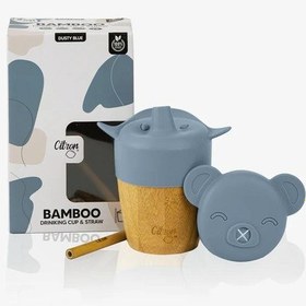 Resim Citron 2'si 1 Arada Kapaklı ve Pipetli Organik Bambu Alıştırma Bardağı - Blue 1073636 