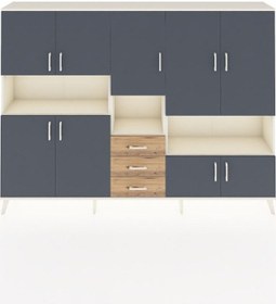 Resim Arges Dolap 13 Raflı 3 Çekmeceli 9 Kapaklı 220x30x163 Aytaşı-antrasit/çam Antrasıt/atlas Çam - Aytası 