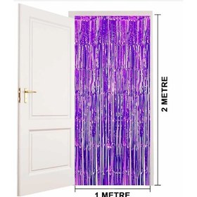 Resim Mor Renk Ekstra Metalize Parlak Saçaklı Arka Fon Perde İthal A Kalite 1x2 Metre Diğer 