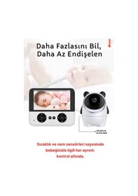 Resim Wearfitpro 4.3 Ips Hd Ekranlı Bebek Monitörü & 360 Derece Gece Görüşlü Kamera İnterkom Ninni Sıcaklık Ölçer 