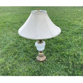Resim Beyaz Porselen Gövde Antika Abajur 80 CM 