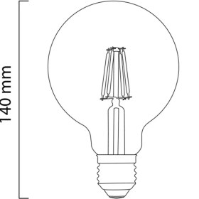 Resim Helios 6W Rustik LED Ampul – E27 Duy, Amber Cam, Dekoratif Ampul (Balon) 