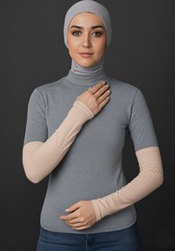 Resim Sonbaharmoda Kadın Tesettür Likralı Esnek Düz Penye Kolluk 