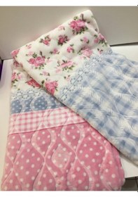 Resim Sarar Çift Kişilik Battaniye Güllü Mavi Pembe 