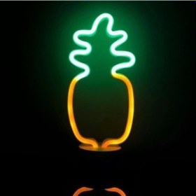 Resim Neon Işıklı Ananas Masa Gece Lambası Pil+usb Çok Renkli 