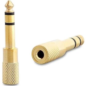 Resim 6.3 mm Stereo Erkek-3.5 mm Stereo Dişi Sarı Metal Gold Jack Fiş Çevirici 