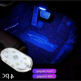 Resim Trendooze 4 Adet Usb Şarjlı Led Dokunmatik Araç Lambası Seti - Mavi Turcoshop11 Model 