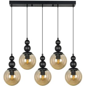 Resim OSC HOME AYDINLATMA TASARIM spor 5 li bal camlı yemek masası avize siyah 