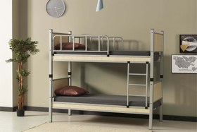 Resim Argimo Yurt Genç Çocuk Odası Metal Ahşap Gri Ranza ve Karyola - 90x200 