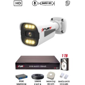 Resim Fury 1 Kameralı Ip Güvenlik Kamerası Seti Sesli 4mp Gece Renkli Su Geçirmez 1506s 1tb 