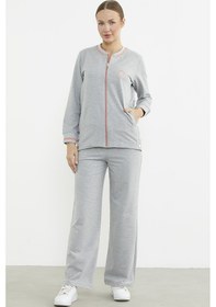 Resim Çıtçıt Detaylı Ribanalı Eşofman Takım - Gri Gri 