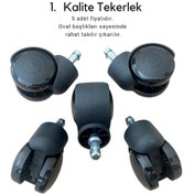 Resim Ofis Koltuğu Oyuncu Koltuğu Sandalye Tekerleği Pimli 5 Adet 120 Kg Taşır Çok Renkli 