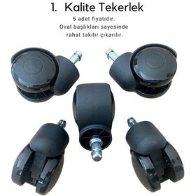 Resim Ofis Koltuğu Oyuncu Koltuğu Sandalye Tekerleği Pimli 5 Adet 120 Kg Taşır Çok Renkli 