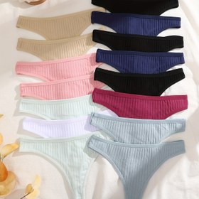 Resim 15 adet Kadın İç Çamaşırı - Yumuşak Rib, Yüksek Bel, Düz Renkler (Bej, Siyah, Deniz, Pembe, Açık Mavi, Beyaz) - Rahat ve Seksi Tasarım, Günlük Giyim İçin, Yüksek Bel İç Çamaşırı, Minimalist Tarz, Yumuşak Dokulu 
