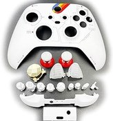 Resim XSS XSX Controller Ekstra Üst Kapak Plakası Kabuk Seti Sınırlı Beyaz/Kırmızı Değiştirme, Xbox Serisi X/S Kablosuz Oyun Kumandaları, Starfield Edition DIY Üst Ön Panel + Düğmeler/Thumbsticks 