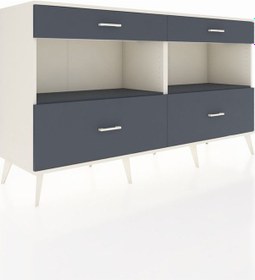 Resim Hyperion Konsol 2 Raflı 4 Çekmeceli 176x44x99 Aytaşı-antrasit Aytaşı-antrasit 