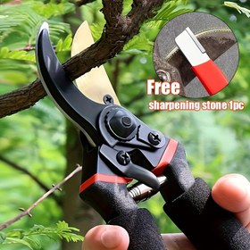 Resim Titanyum Budama Makası - Ultra Keskin, Ağır Hizmet Tipi Bahçe Makasları ve Ücretsiz Bileme Taşı ile Bahçecilik ve Çit Kesimi için 